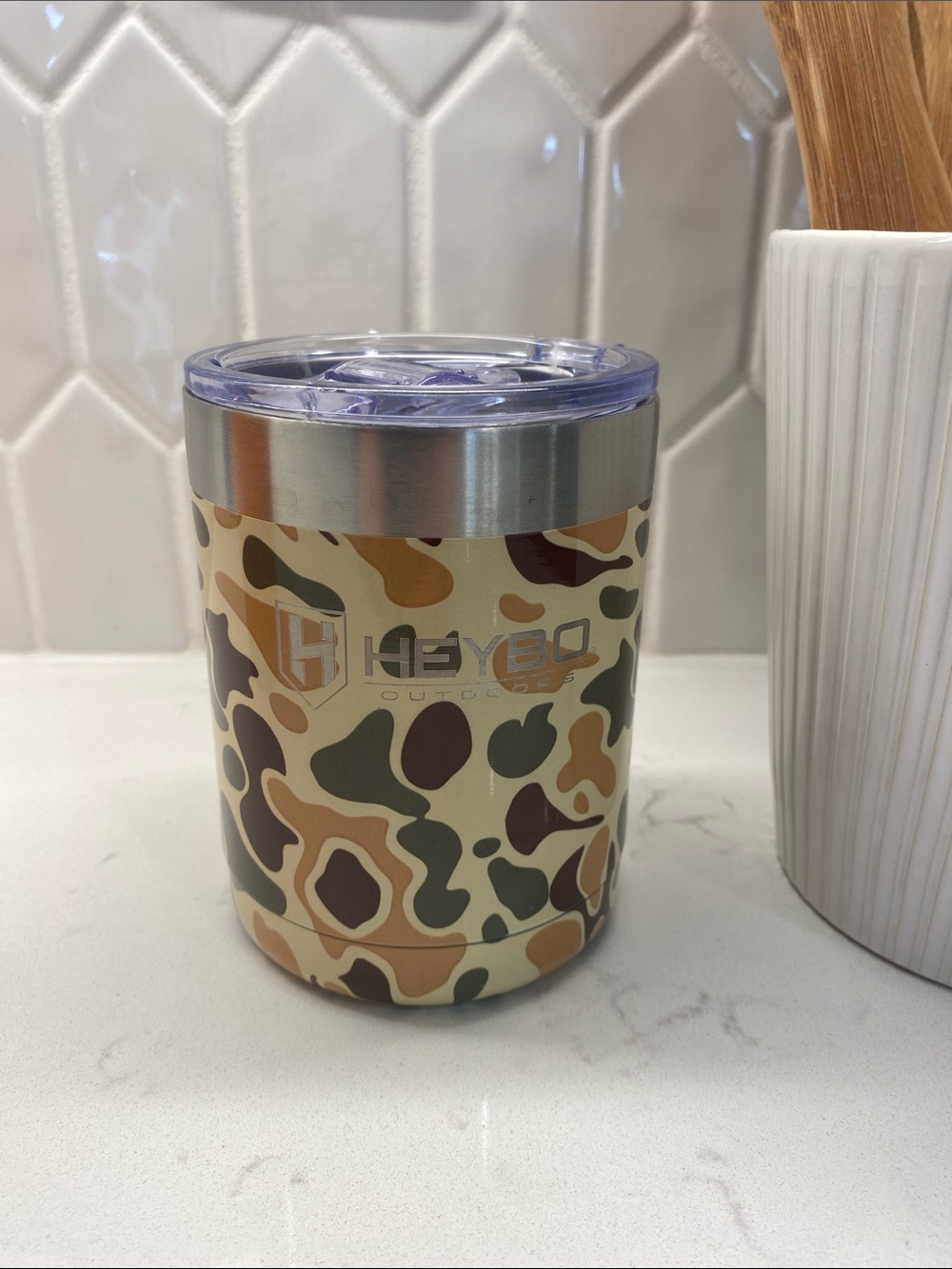 HEYBO Outdoors 10 oz Lowball Insulated Lid Old School Wetlands Camo Tumbler